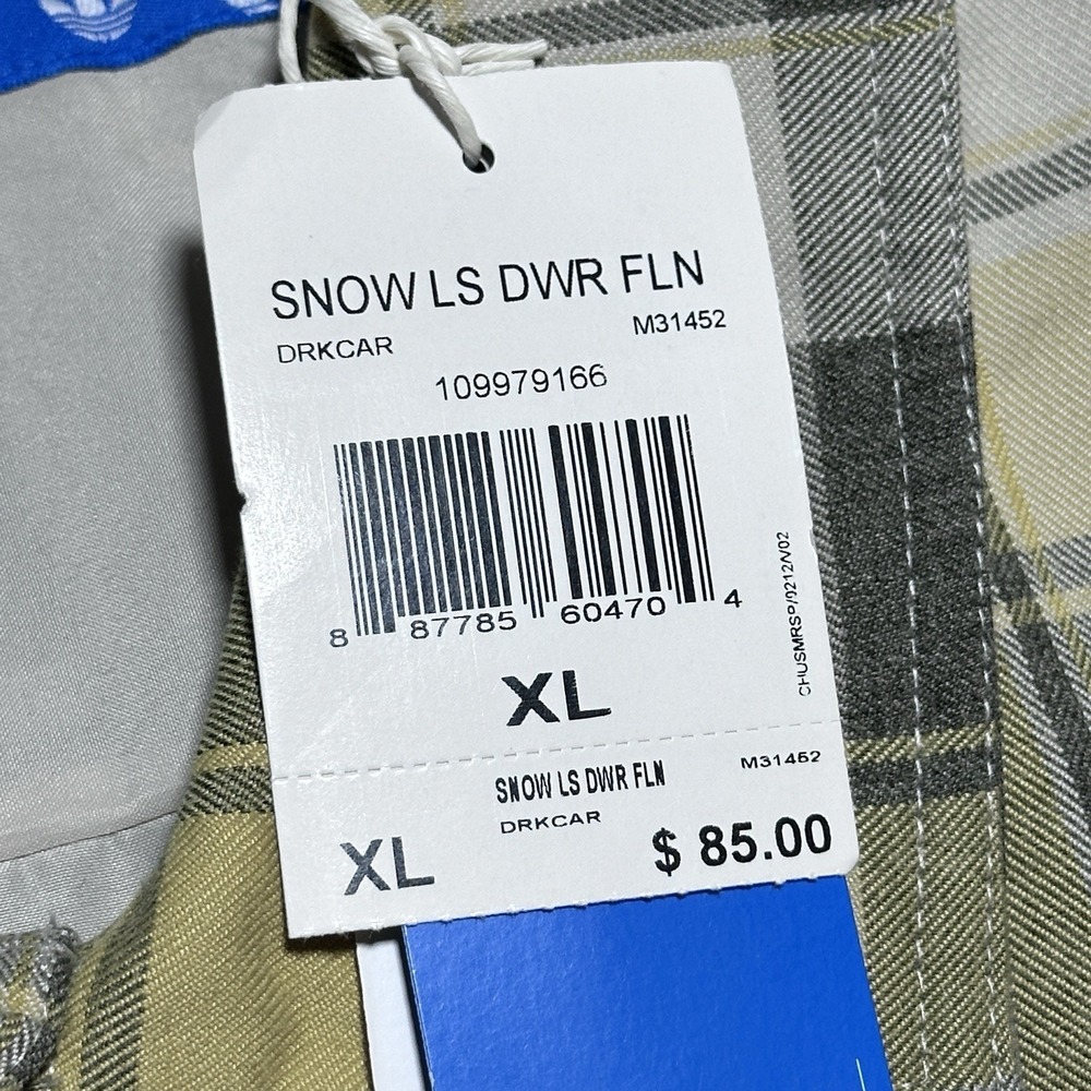 NEW Adidas Flannel Shirt Rain Jacket Mens XL Yellow Plaid Water Repellent NWT - Picture 5 of 14